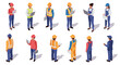 © Ophelia - Isometric construction workers in various uniforms and poses