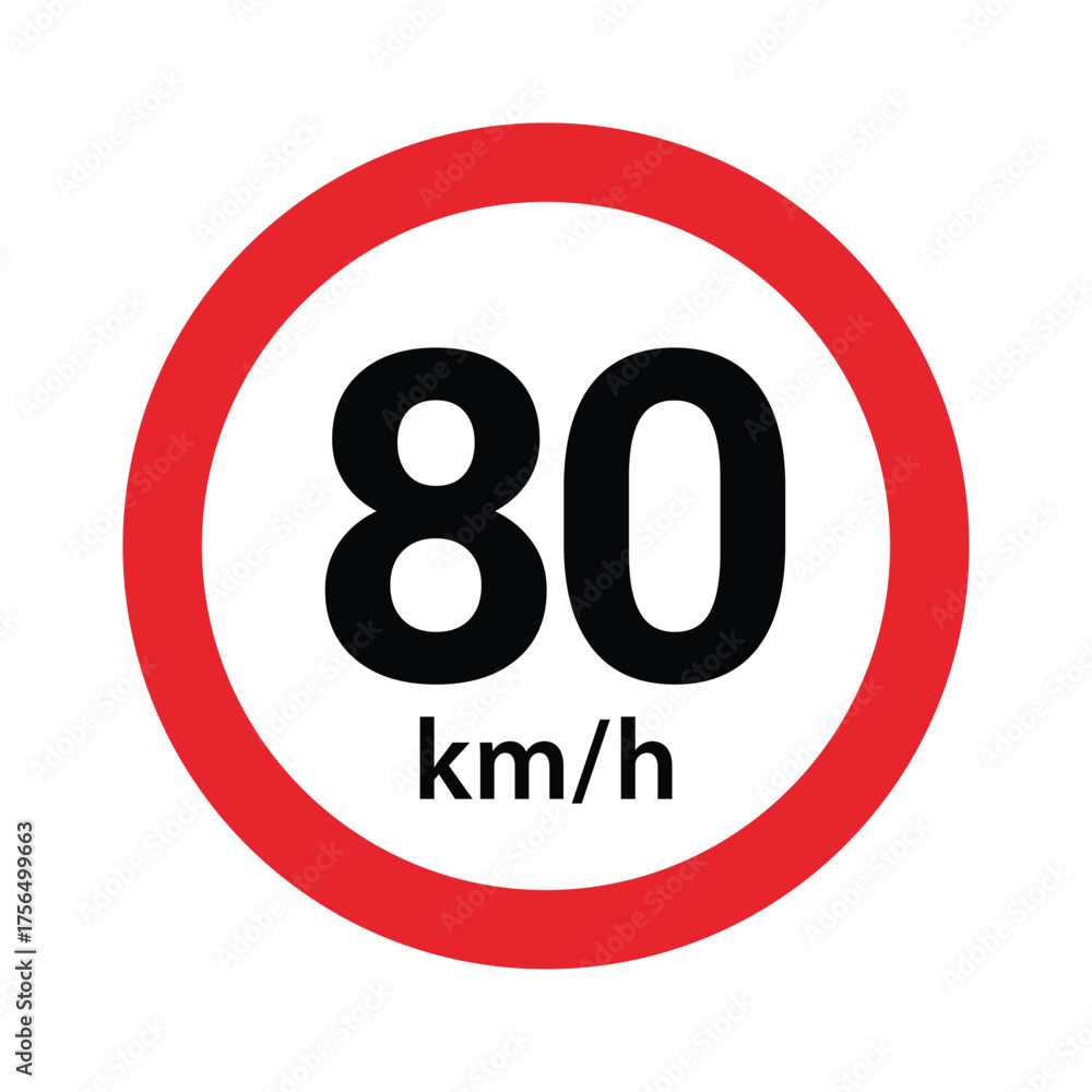 Image vectorielle Stock Speed limit sign 80 km h icon. Road signs with ...