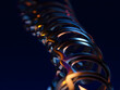 © FS-Gallery - Abstract swirling metallic ribbon with colorful lights against dark background