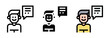 © Frank - Conjunto de iconos de comunicación positiva. Mensaje feliz, conexión emocional, bienestar social. Ilustración vectorial