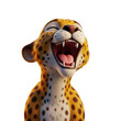 © Agung - Cheerful cheetah laughing with open mouth showing teeth and pink tongue.