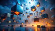 © PloyJai - Illuminated Cubes Suspended in a Mystical, Hazy Environment Featuring Glowing Inner Lights and Smooth, Reflective Surfaces