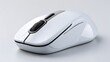 © sungedi - White wireless computer mouse with scroll wheel on a gray background.