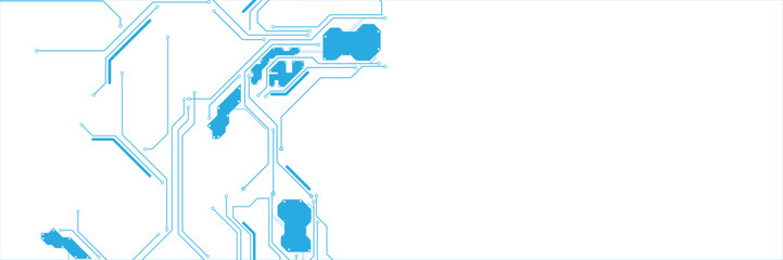 Wall Mural - Technology blue circuit diagram on white background. electrical line on white engineering technology concept vector panorama background