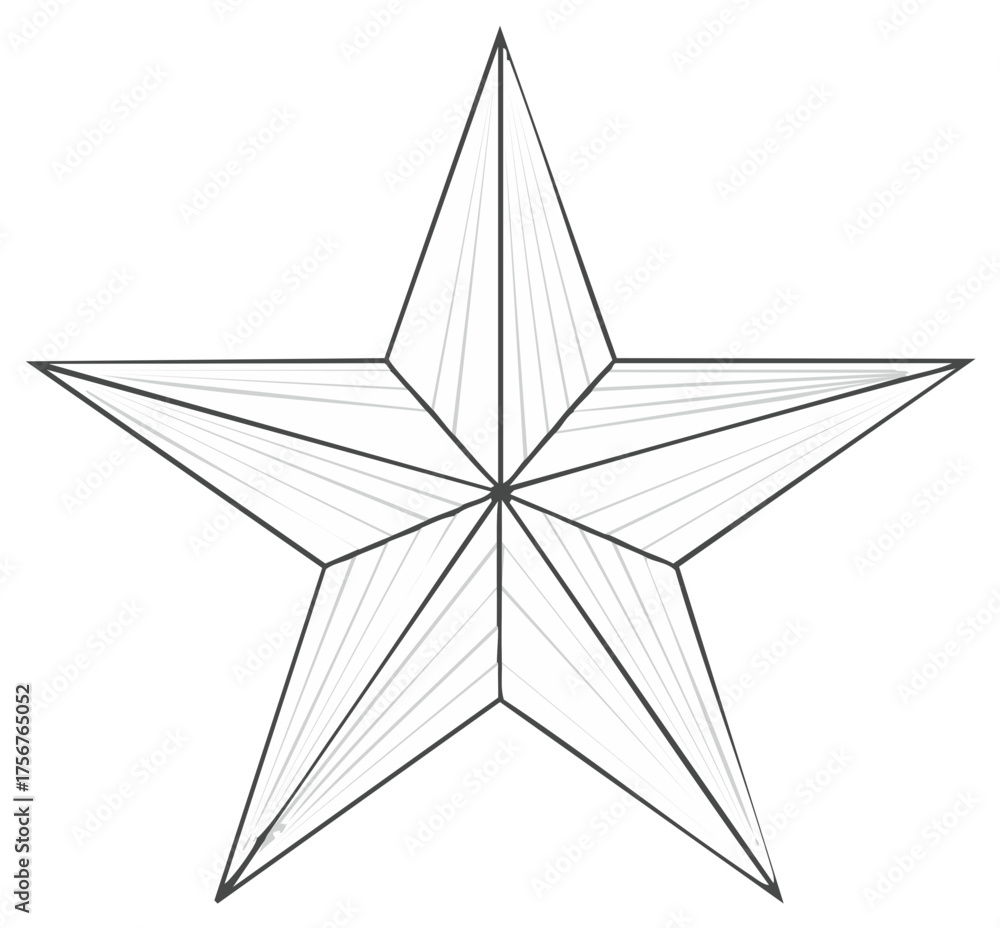 Geometric Star Symbol with Sharp Points and Radial Lines Illustration ...