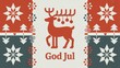 © obscuronata - Festive holiday graphic with reindeer, snowflakes, and 'God Jul' greeting