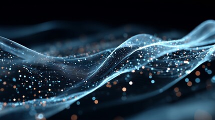 Wall Mural - Abstract digital waves with glowing particles creating a mesmerizing visual experience
