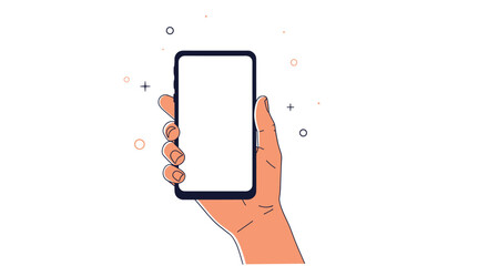 Illustration of a hand holding a smartphone with a blank screen ready for content creation