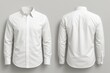 © diproduction - Classic white long sleeve dress shirt front and back view on plain background for apparel mockup and fashion design presentation purposes. Ai generative
