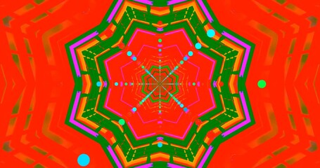 Wall Mural - This dynamic video loop showcases an endless tunnel filled with colorful patterns and shapes that move seamlessly, creating a mesmerizing visual experience.