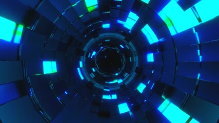 Wall Mural - This tunnel video loop presents a continuous, immersive experience with dynamic blue and green visuals. Perfect for screensavers, it offers a calming atmosphere ideal for work or relaxation.