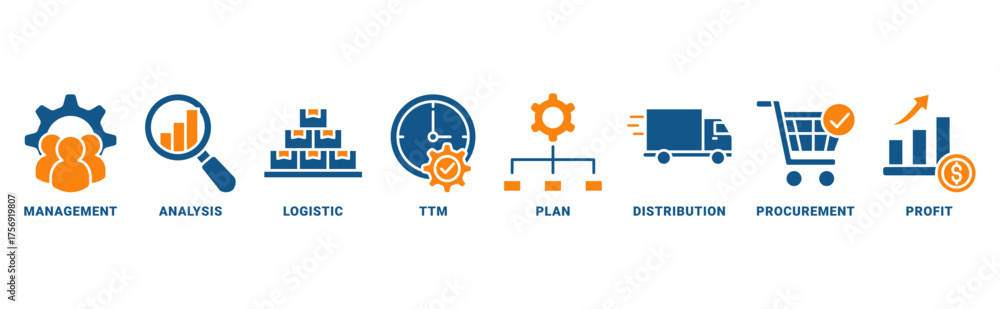 Icon Rack Scm SCM (Supply Chain Management) icon set vector concept with icon of ...