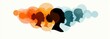 © littlekid - Illustration of multiple overlapping female profiles in warm and cool tones with abstract circular shapes resembling thought or speech bubbles conveying communication and connection