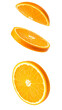 © ArtPixel-Portfolio - Orange fruit slices falling, fresh citrus cross sections showing juicy pulp, healthy food with transparent background