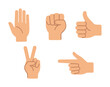 © Nurillo - Vector Set of five hand gestures including peace, thumbs up, and pointing on white background