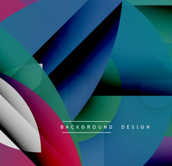 Poster - Abstract geometric shapes overlap. Vibrant colors blend, creating dynamic visual texture. Modern design elements present layered composition.