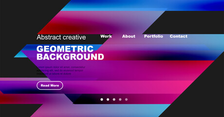 Wall Mural - Website header design features vibrant colors, geometric shapes, text elements. Modern aesthetic suitable for creative portfolios.