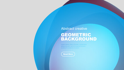 Poster - Abstract geometric background features overlapping colorful circles. Text reads Geometric Background, includes sample text, button.