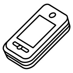 Simple outline drawing of a mobile phone with a screen and buttons