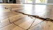 © Raf - Severely damaged hardwood floor showing a significant crack