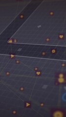 Wall Mural - Animation of network of connections over globe spinning and data processing on screens