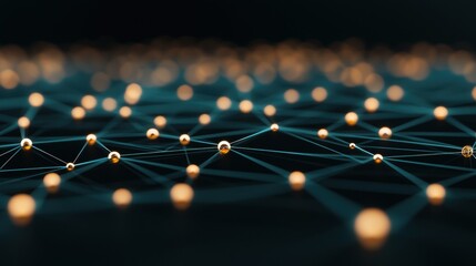 Wall Mural - Networking Abstract digital web with glowing nodes representing a global network connection.