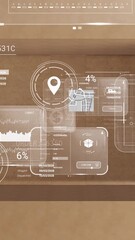 Wall Mural - Animation of data processing on screens over cardboard box