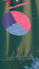 Wall Mural - Animation of charts and data on interface over caucasian male football player holding ball
