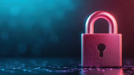 Wall Mural - Cyber Concept of online security with a glowing padlock on a digital background.