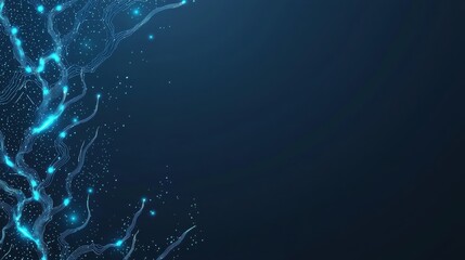 Wall Mural - Dot Minimalistic futuristic design with glowing cyber dots and circuits.