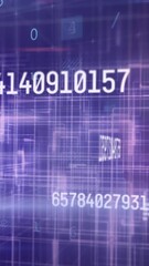 Wall Mural - Digital animation showcases changing numbers and cyber security concepts on a blue background.