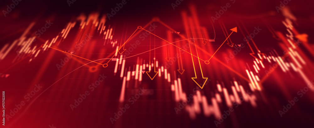 Economic crisis, financial background. Financial graph chart falling ...