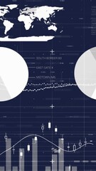 Wall Mural - Animation of financial data processing over blue background