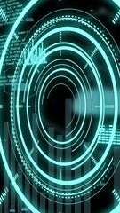Wall Mural - Animation of scopes with data processing over black background