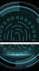 Wall Mural - Animation of digital interface with data processing over black background