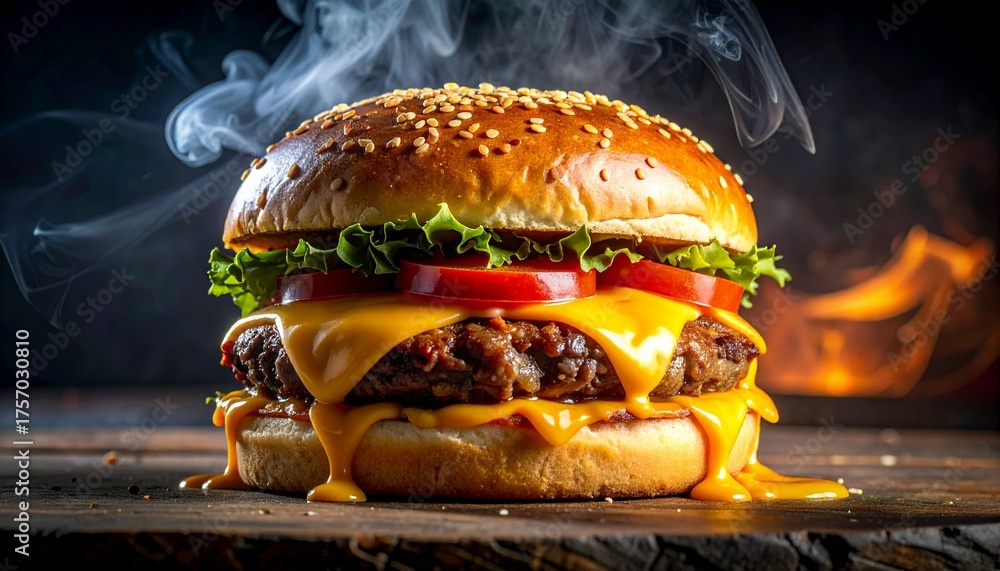 Gros Plan Photographique D un Burger Gourmet D goulinant De Fromage 