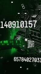 Wall Mural - Animation of chain, computer data processing over padlock circuit board