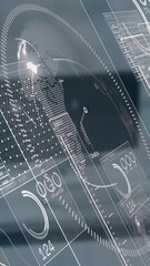 Wall Mural - Animation of interface with data processing over spinning globe against empty office