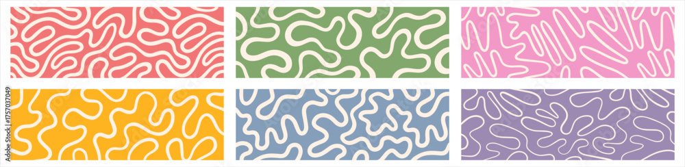 Pattern Wiggling Twisted lines, fluid curved wiggling stripes vector 1:3 backgrounds ...