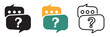 © KD Vector Studio - Survey chat bubble icons with question mark symbols. Set of three vector chat bubble icons featuring question marks, representing communication, inquiry, help, or online support concepts.