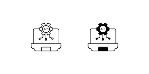 Api  set icon with white background vector stock illustration