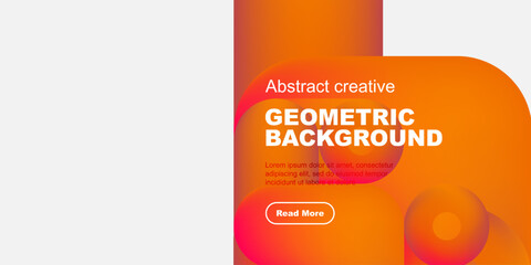 Wall Mural - Modern design features vibrant gradients, geometric shapes, text overlay, button. Minimalist aesthetic with bold colors, dynamic composition.