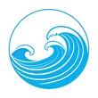 © Raf - Graphic circular design of stylized blue waves on a white background