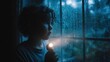 © Zabolotna_Art - Child explores darkness with flashlight during sudden power outage on rainy evening