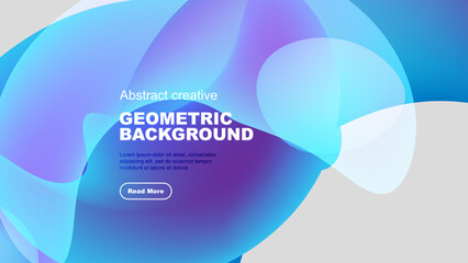 Wall Mural - Abstract geometric background. Fluid shapes, vibrant colors, modern design. Text overlay present, button visible. Minimalist aesthetic.