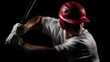 © Attila Kapodarca - Baseball Player Wearing Red Helmet Ready to Hit the Ball on Black Background