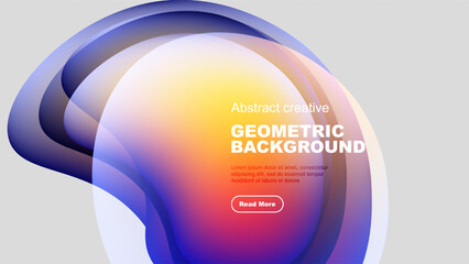 Poster - Fluid shapes blend, creating vibrant abstract background. Text invites further exploration. Modern design emphasizes color gradients.