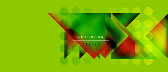 Poster - Bright green backdrop features abstract shapes, vibrant color gradients, rounded elements. Modern design for digital projects.
