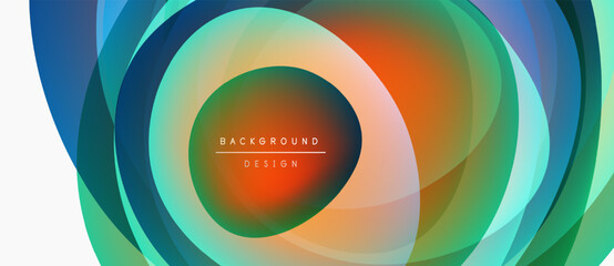 Poster - Abstract concentric circles, vibrant colors blend. Modern design, dynamic composition, suitable background element. Text reads background design.