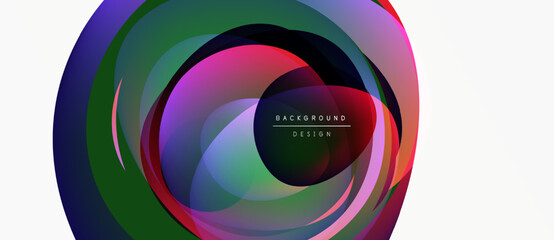 Poster - Abstract colorful circles overlap, creating dynamic visual effect. Text reads background design within central form.